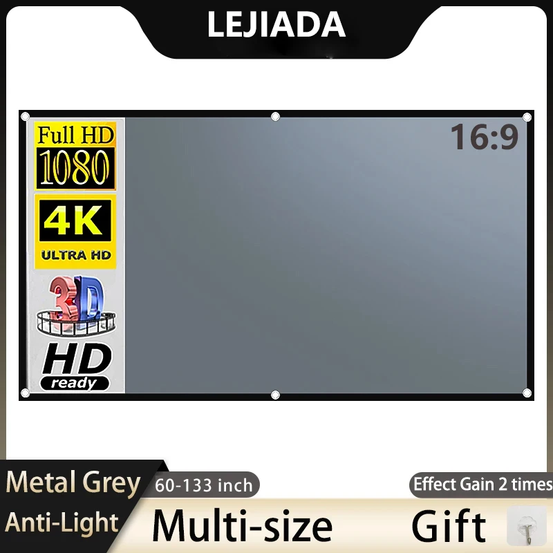 Home Cinema Screen - LEJIADA Projektör Ekranı 60-133 Inç Metal